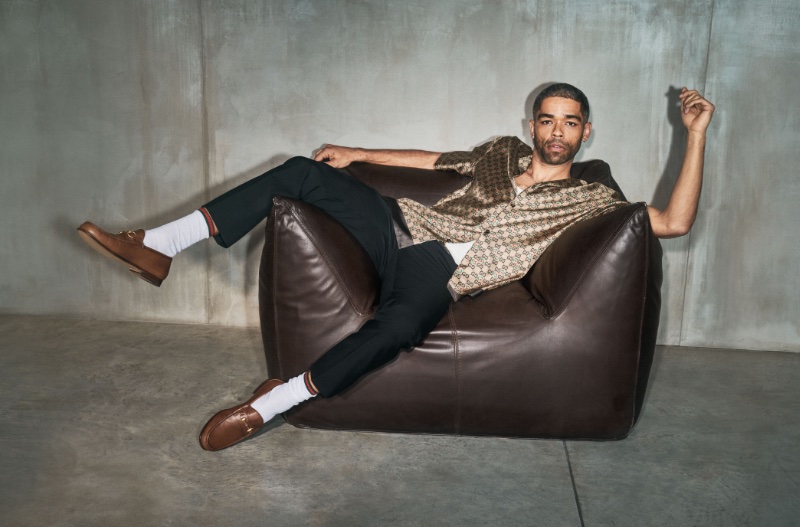 Gucci reinvents casual luxury with Kingsley Ben-Adir in their Horsebit loafers.