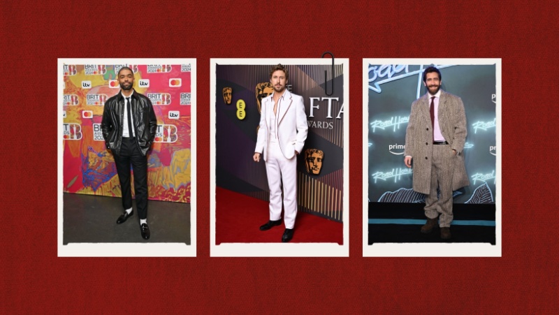 Actors Kingsley Ben-Adir, Ryan Gosling, and Jake Gyllenhaal showcase modern designer style.