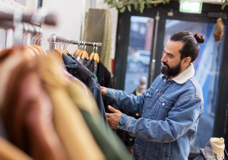 Man Shopping Clothing Store