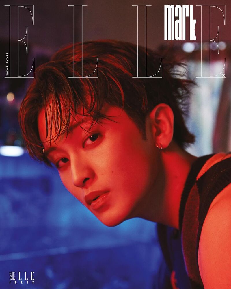 Mark Lee covers Elle Korea in a Polo Ralph Lauren argyle sweater vest.