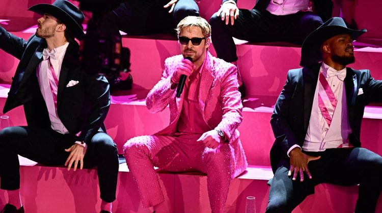 Ryan Gosling Im Just Ken 2024 Oscars Pink Suit Gucci