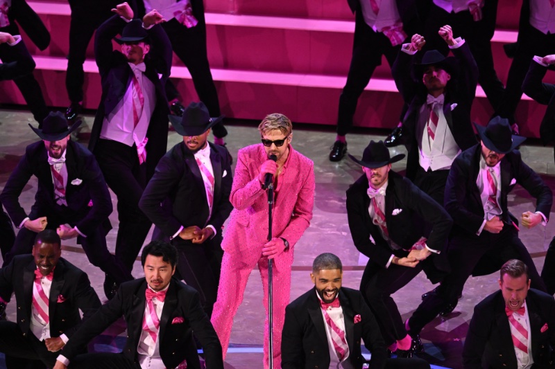 Joined by his Barbie costars Ncuti Gatwa, Simu Liu, Kingsley Ben-Adir, and Scott Evans, Ryan Gosling performs I'm Just Ken at the 2024 Oscars.