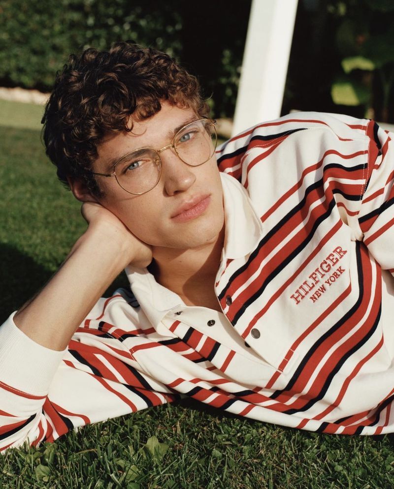 Valentin Humbroich channels a casual, retro vibe for Tommy Hilfiger's spring-summer 2024 eyewear campaign. 
