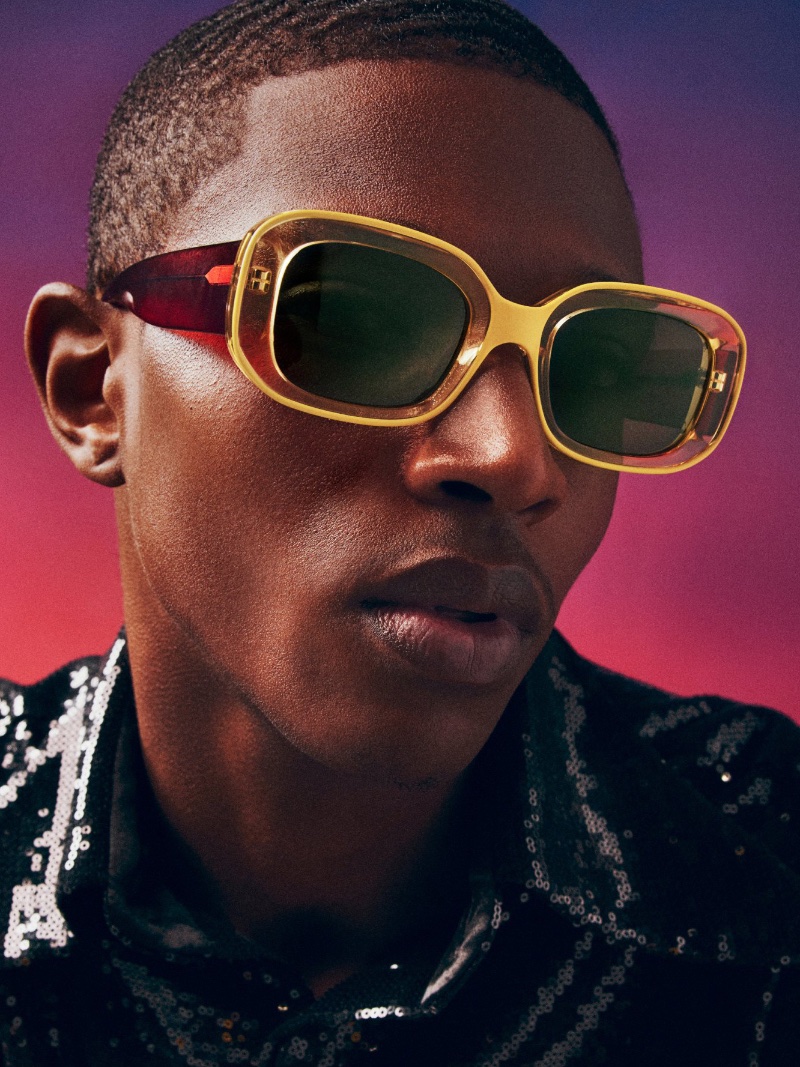 Making a statement, Malik Anderson rocks the Warby Parker x Theophilio Shaunie sunglasses.