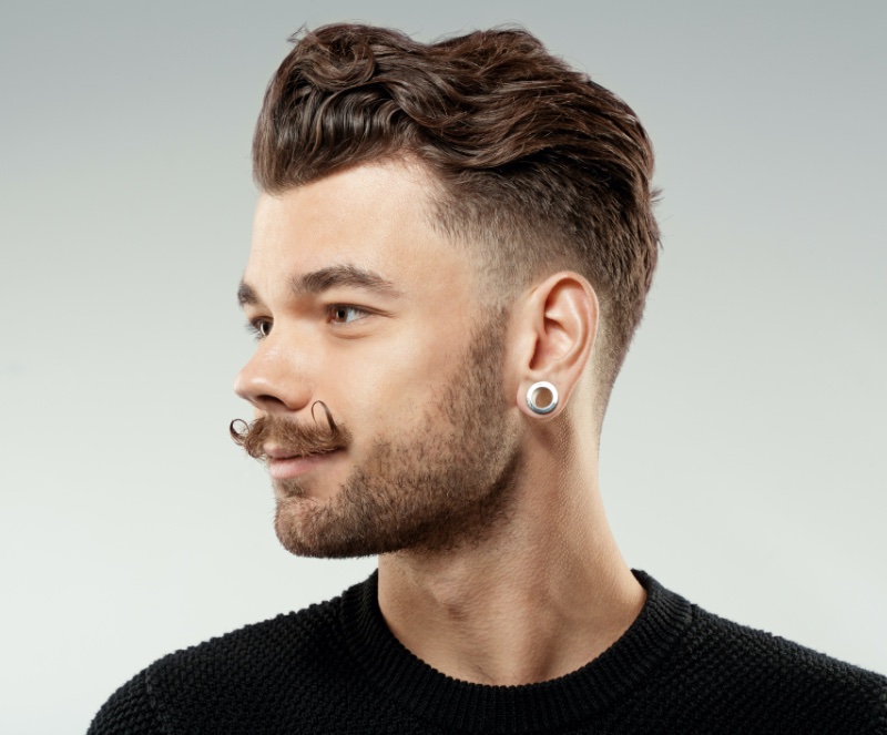 Wavy Pompadour Low Fade Haircut