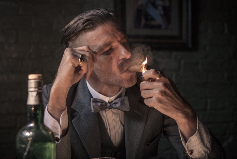 Paul Anderson wears a slicked back undercut as Arthur Shelby in Peaky Blinders.