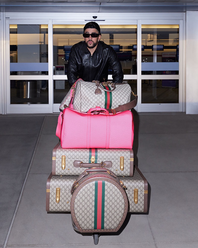 Bad Bunny commands the travel scene with Gucci Valigeria's vibrant luggage set