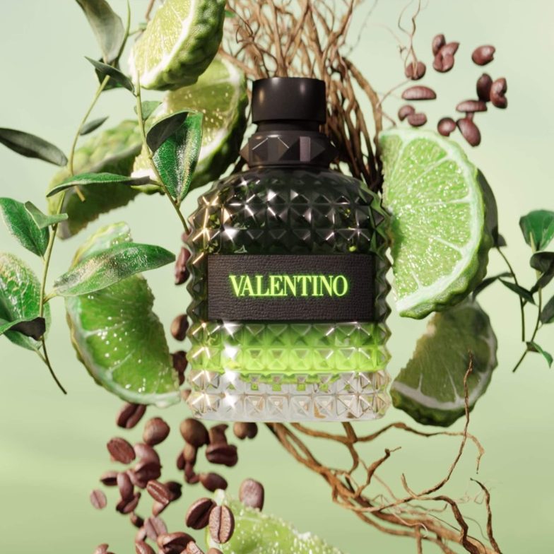 Coffee Accord, Calabrian Bergamot, and Vetiver Heart Essence Haiti come together for Valentino Born in Roma Green Stravaganza.