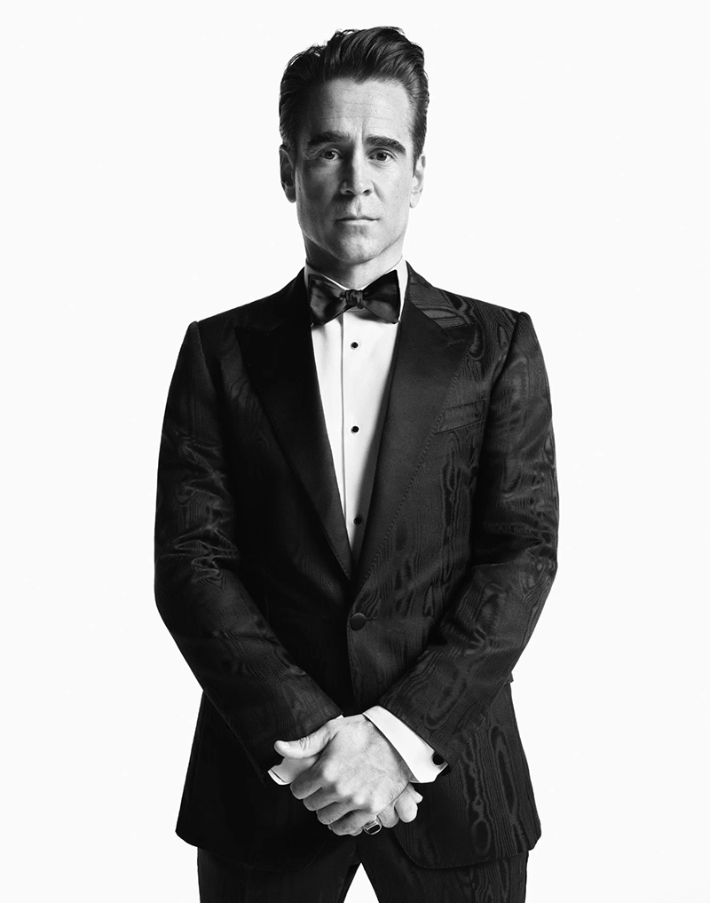 Actor Colin Farrell is dashing in an elegant tuxedo for the Dolce & Gabbana Sartoria advertisement.