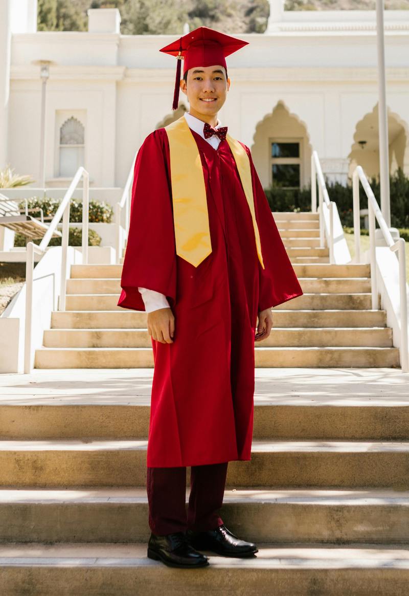 Graduation Red Cap and Gown Men