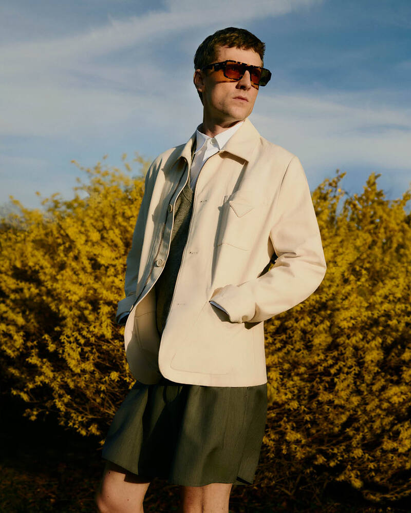 George Barnett embraces minimalist style in Prada for Mytheresa. 