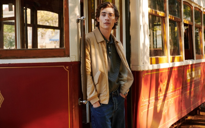 Liam Kelly captures a timeless cool aboard a tram for Pepe Jeans' spring 2024 campaign.