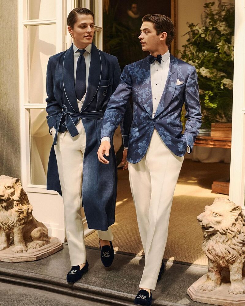 Brodie Scott and Nathan Van Os charm in the Ralph Lauren Purple Label spring-summer 2024 collection.