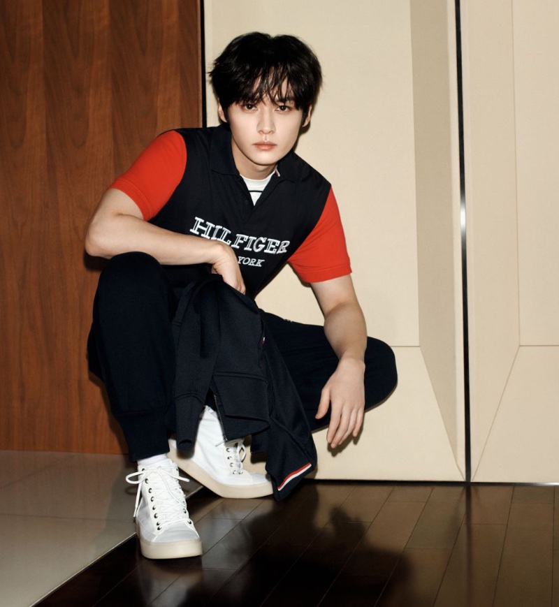 Lee Know stars in Tommy Hilfiger's spring 2024 advertisement. 