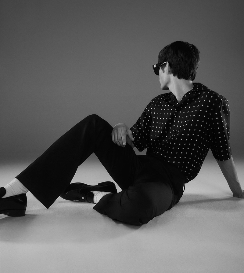 AMIRI enlists Thatcher Thornton as the star of its Core campaign, with the model wearing a Mix and Match shirt with MA loafers. 