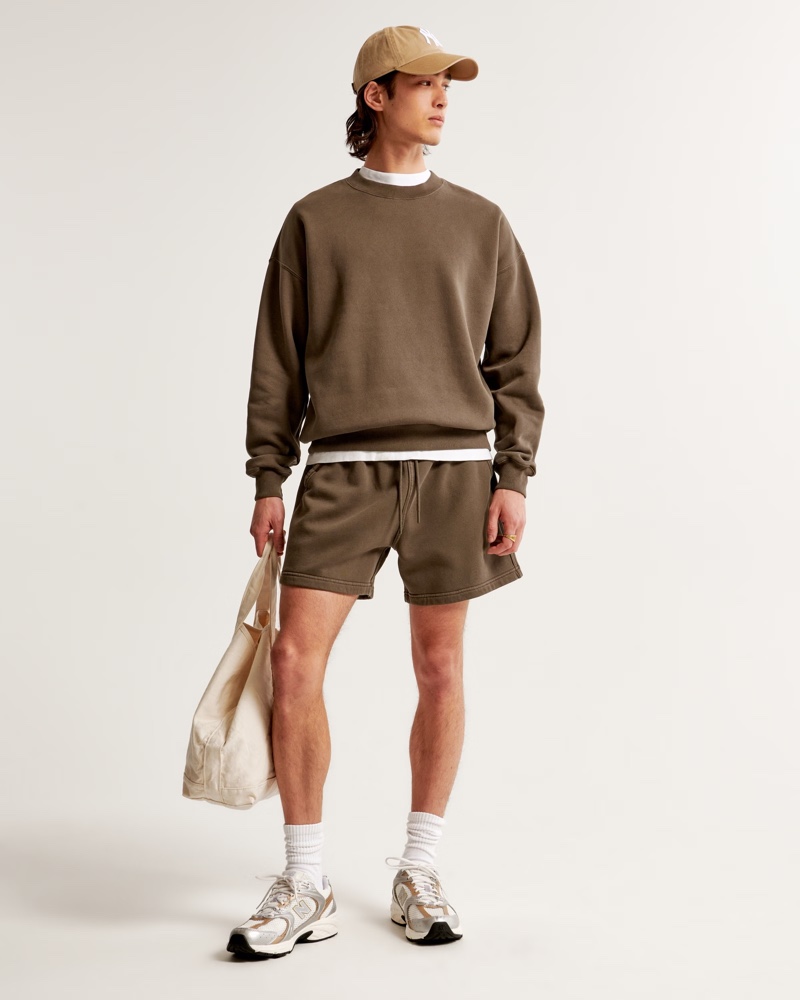 Abercrombie & Fitch Brown Thrift-Inspired Fleece Shorts
