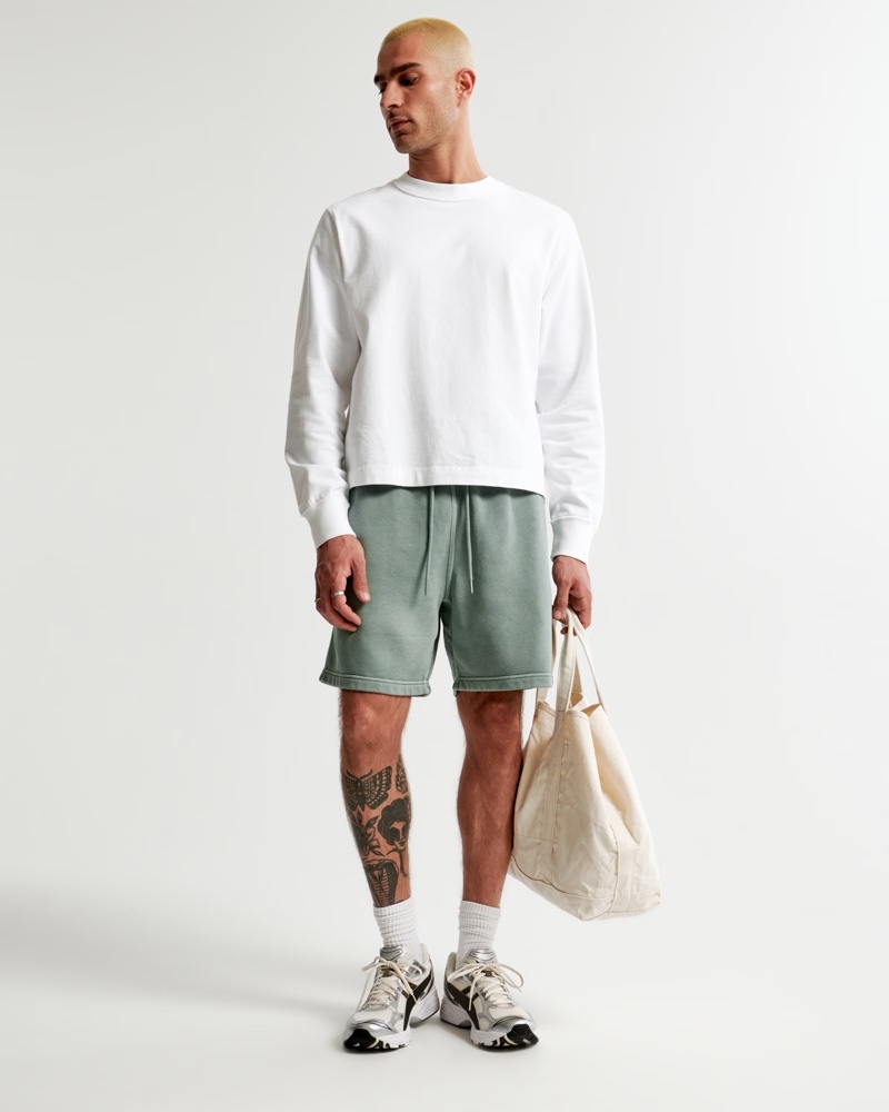 Abercrombie & Fitch Green Texture Essential Shorts