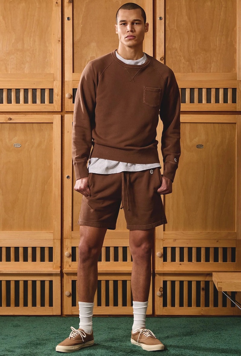 Athleisure Men Sweatshirt Sweat Shorts Brown Todd Snyder Champion