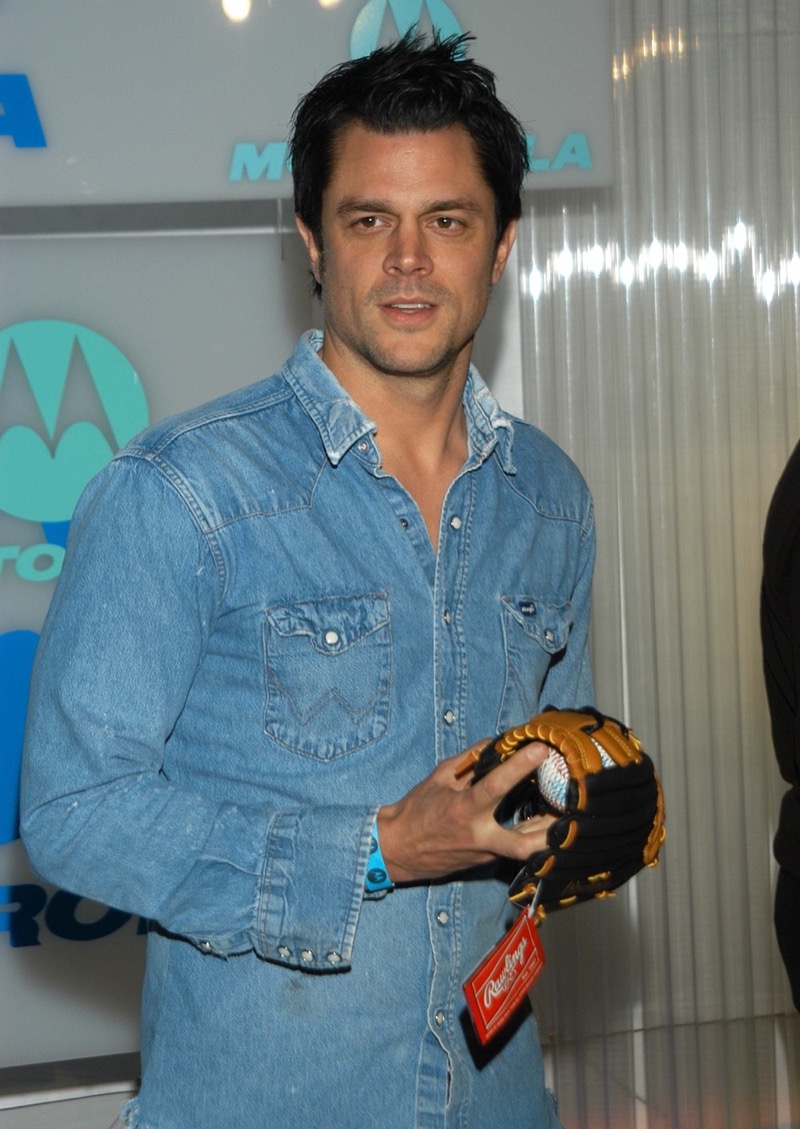 2000s style men denim snap shirt Johnny Knoxville