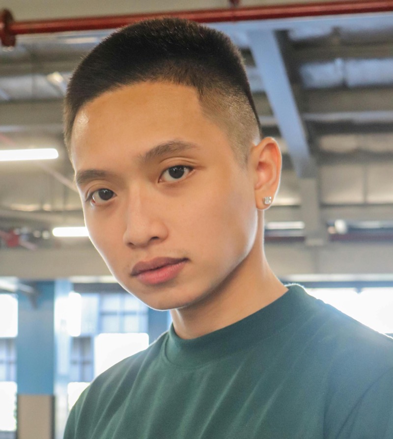 high taper buzz cut Asian men