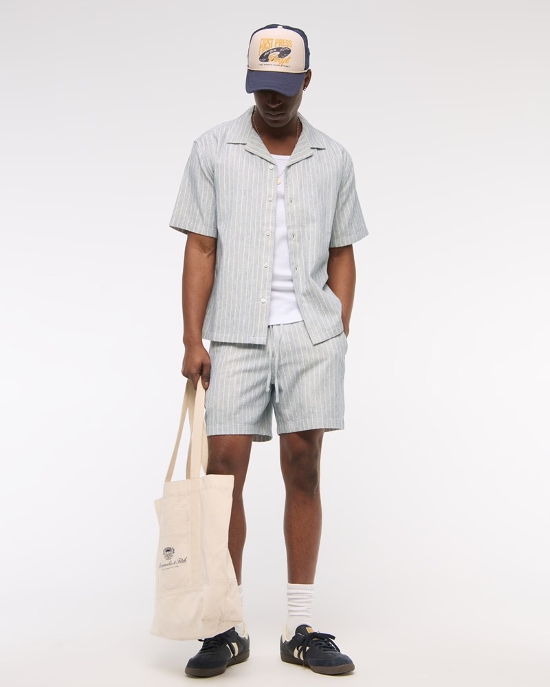 » 7 Men’s Linen Sets for the Best Summer Days Abercrombie Striped Linen blend Shorts Set