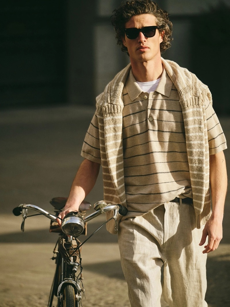Smart style and comfort come together with Alex Mill's cotton-linen stripe polo. » Alex Mill Lightens Up for Summer 2025 in Madrid Smart style and comfort come together with Alex Mill's cotton-linen stripe polo.
