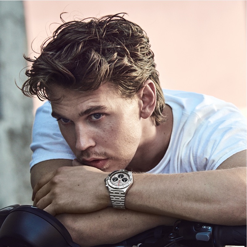 Actor Austin Butler wears Breitling's Chronomat watch. » Austin Butler Makes Time for Breitling's Greatest Hits Actor Austin Butler wears Breitling's Chronomat watch.