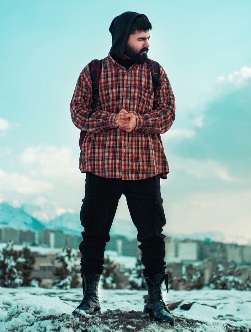black hoodie plaid shirt outfit men » 8 Black Hoodie Outfits Men Should Keep on Repeat black hoodie plaid shirt outfit men