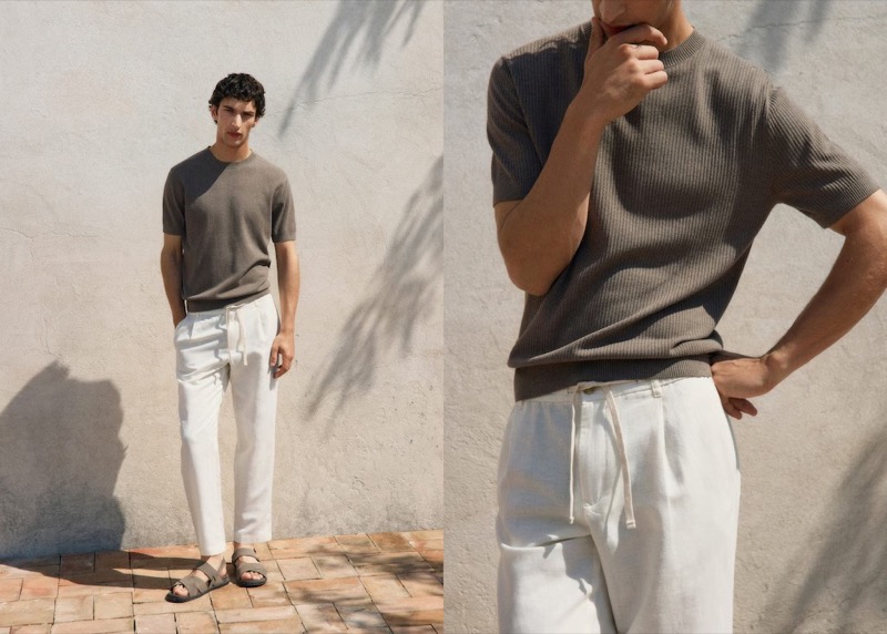 Habib Masovic models a summer look from Mango. » Mango's Summer Wardrobe Embraces Soft Tones & Shapes Habib Masovic models a summer look from Mango.