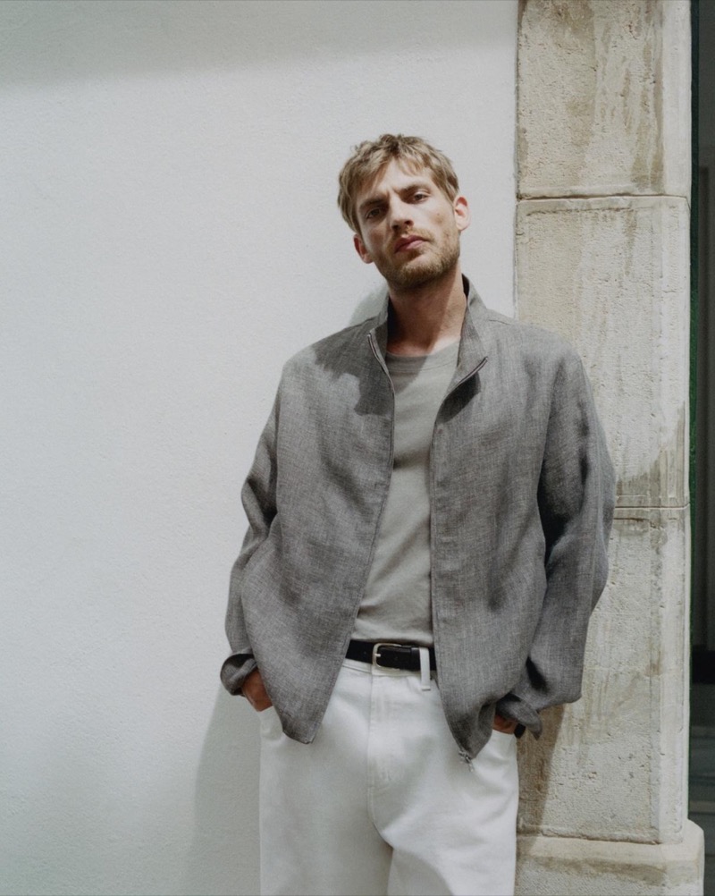 Baptiste Radufe models a summer look from Massimo Dutti. » Massimo Dutti Revisits Classics in a Summer Coastal Key Baptiste Radufe models a summer look from Massimo Dutti.