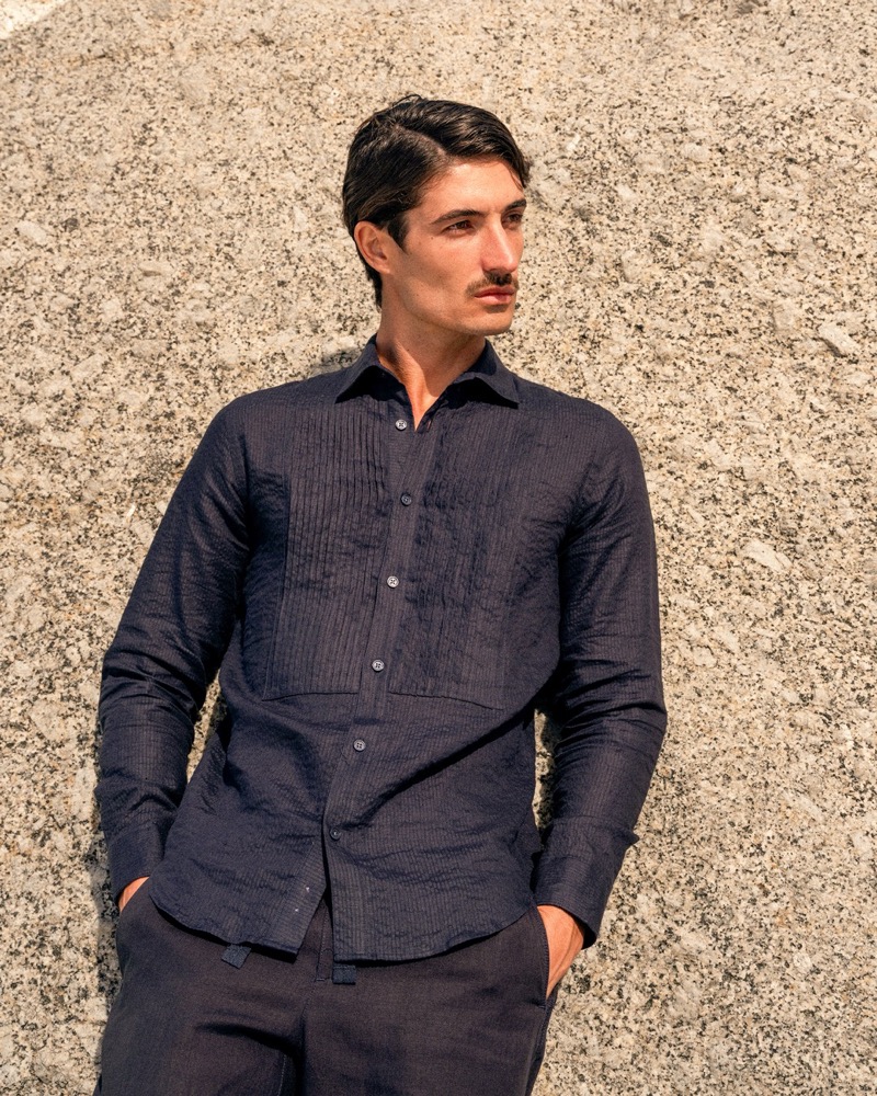 Orlebar Brown gets tactile with its Giles pleated bib shirt and linen trousers. » Orlebar Brown Summer 2025 Taps Into Sun-Soaked Nostalgia Orlebar Brown gets tactile with its Giles pleated bib shirt and linen trousers.