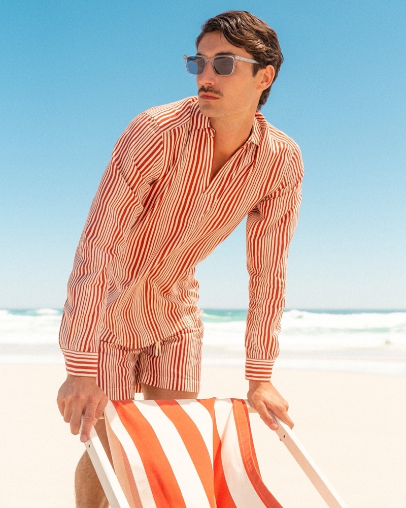 Orlebar Brown makes a case for the summer set with its red and white striped resort shirt and drawcord swim shorts. » Orlebar Brown Summer 2025 Taps Into Sun-Soaked Nostalgia Orlebar Brown makes a case for the summer set with its red and white striped resort shirt and drawcord swim shorts.