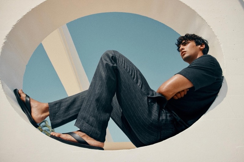 Francesco Cicerchia models a chic summer look from Massimo Dutti.