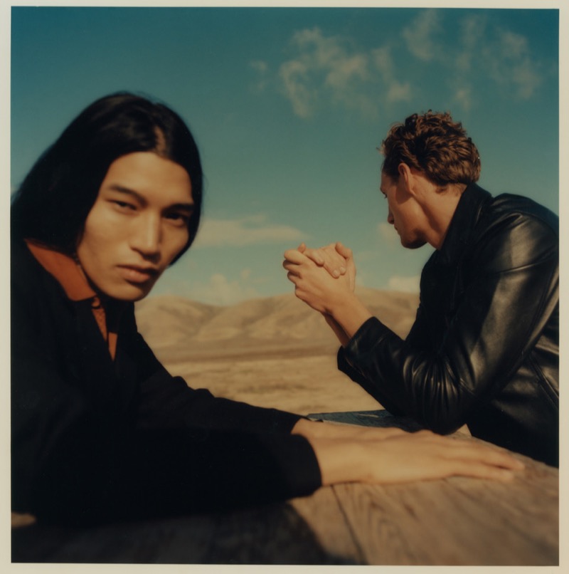 Models Kyosuke Akiyoshi and Aubrey O’Mahony appear in the Strellson high summer 2025 campaign.
