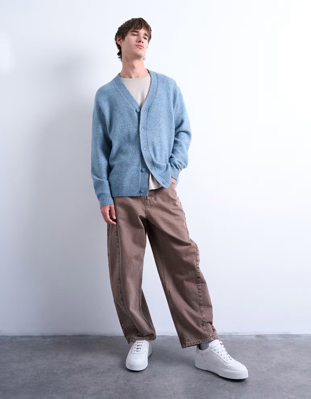 soft grunge fashion V-neck cardigan blue Topman ASOS
