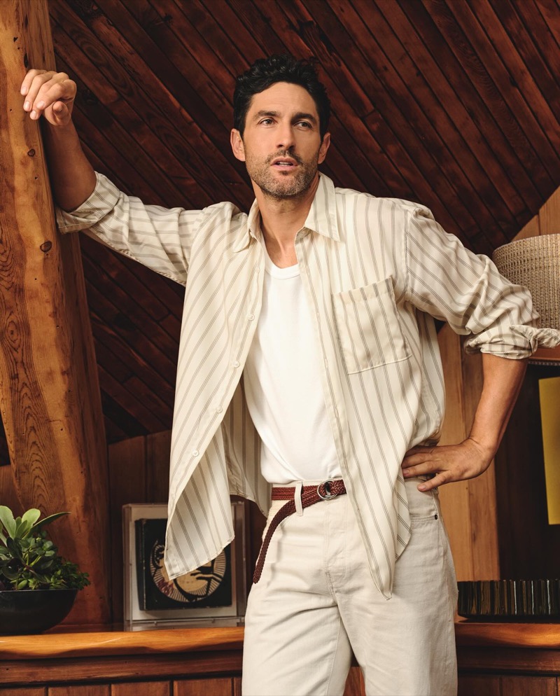 Noah Mills in Todd Snyder rayon big shirt