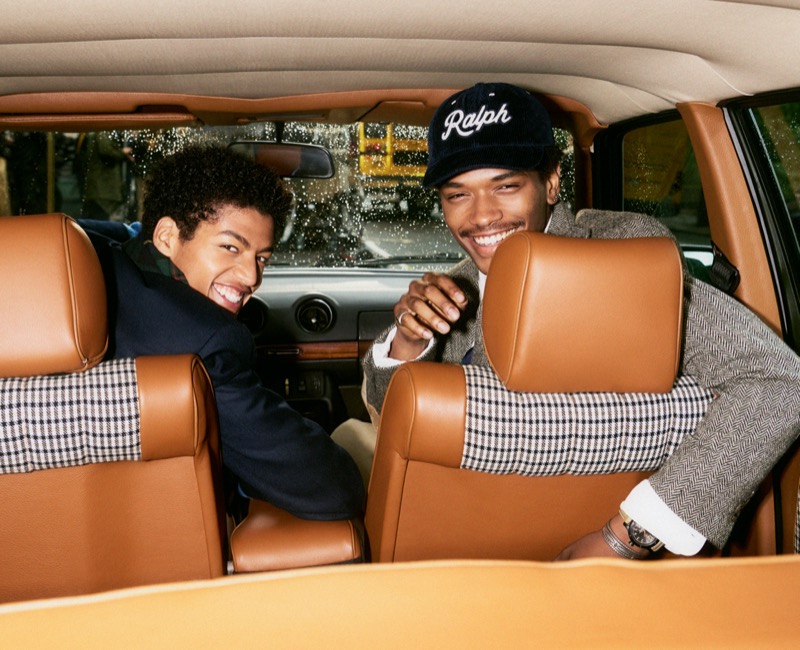 Models Rapha Keijzer and Nile Winchester are all smiles for the Polo Ralph Lauren fall 2025 Heritage Icons campaign.