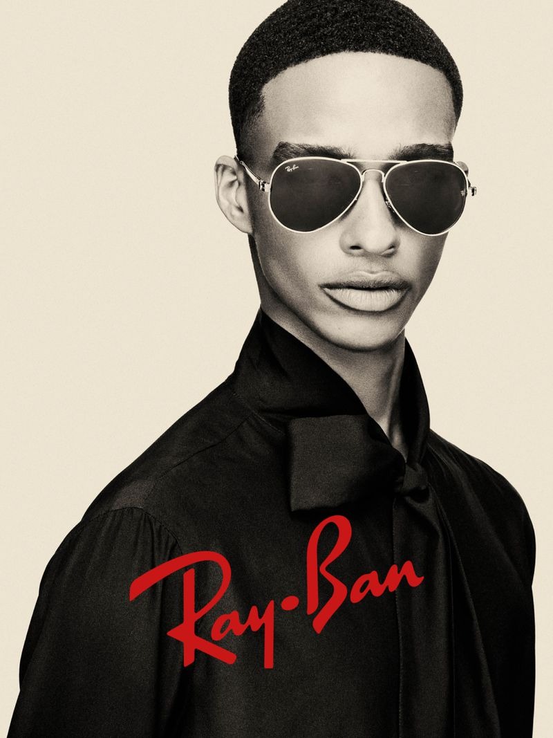 Samuel Elie wears Aviators for the Ray-Ban Icons campaign.