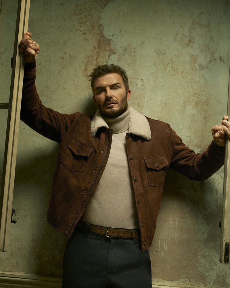 David Beckham fall-winter 2025 Beckham x BOSS campaign trucker jacket