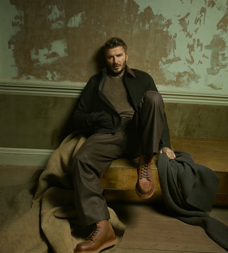 David Beckham fall-winter 2025 Beckham x BOSS campaign ribbed sweater
