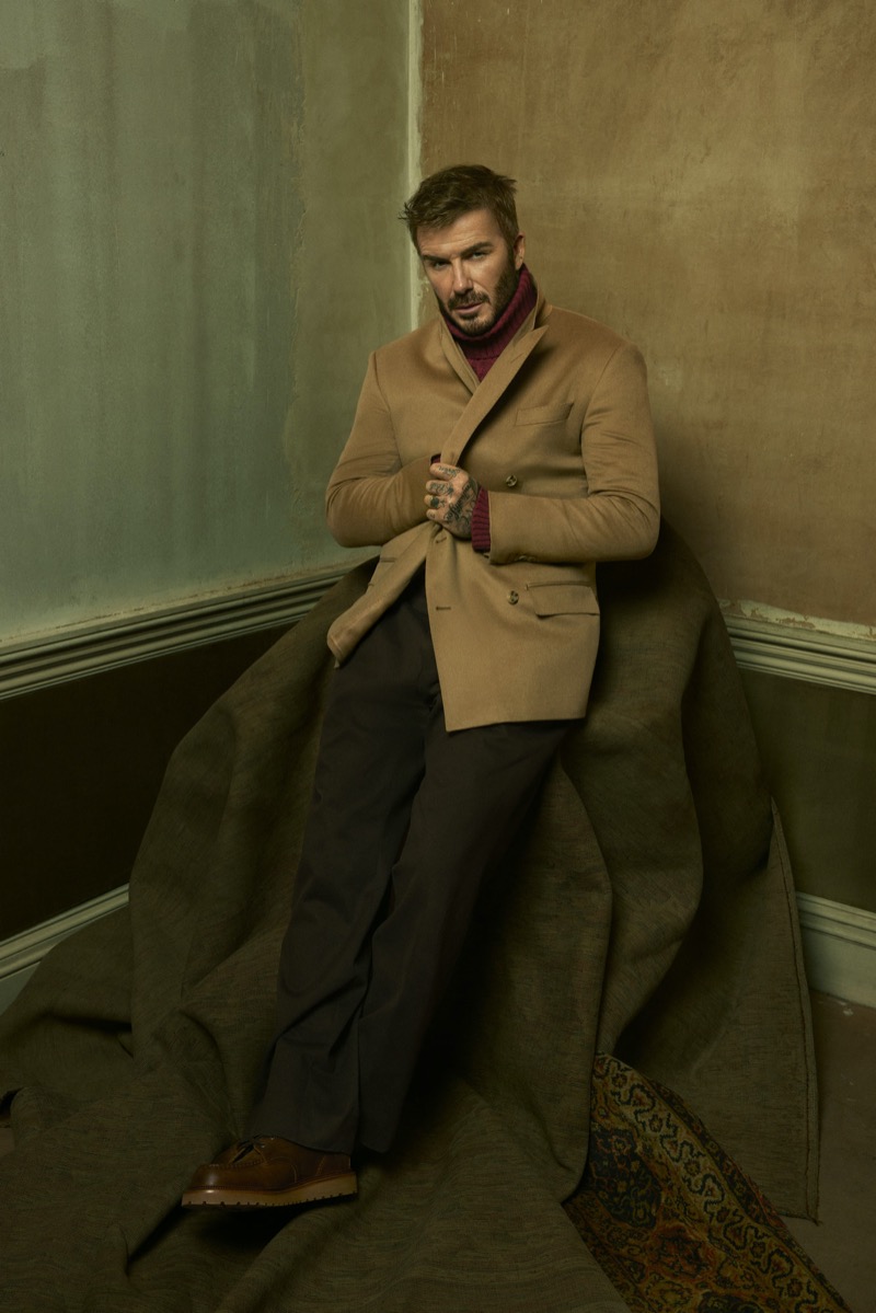 David Beckham fall-winter 2025 Beckham x BOSS campaign camel coat