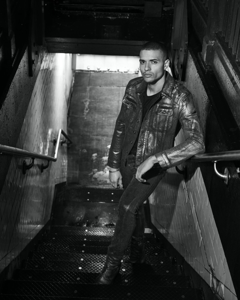 John Varvatos fall-winter 2025 campaign metallic denim
