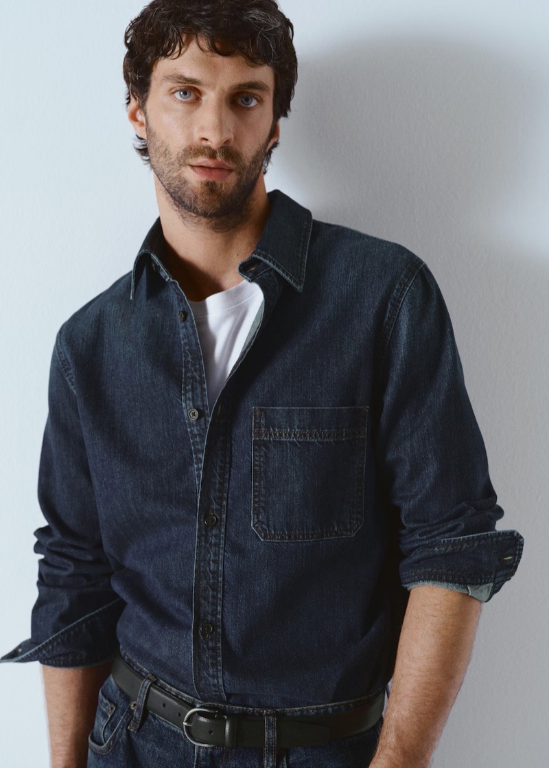 Mango denim overshirt men