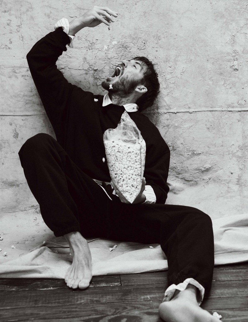 Sam Claflin wears Dolce & Gabbana