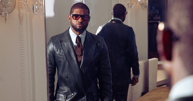 Usher wears amiri leather