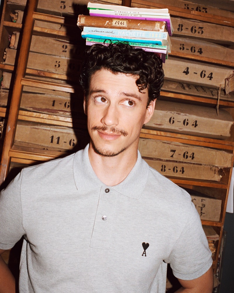 Adam DiMarco Ami Paris fall-winter 2025 campaign grey polo