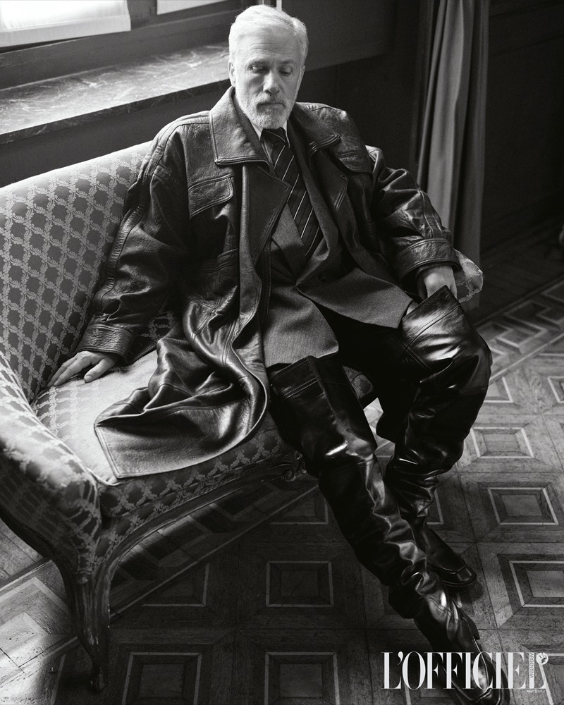 Christoph Waltz 2025 L'Officiel Argentina leather coat