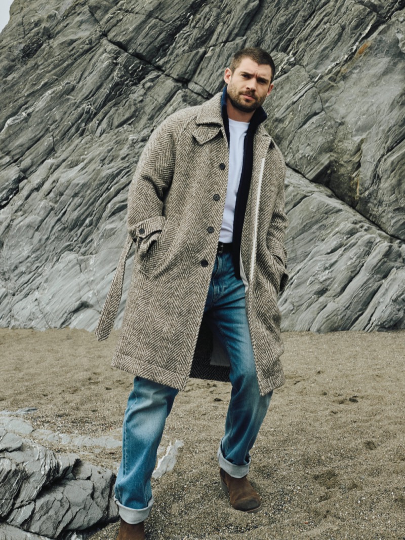 David Corenswet Banana Republic October Edit 2025 herringbone coat