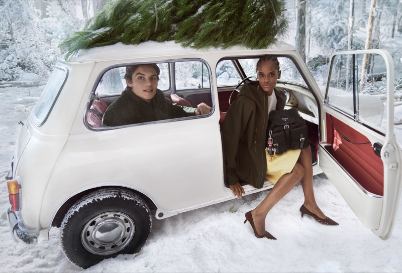 Louis partridge letitia wright prada holiday 2025 campaign