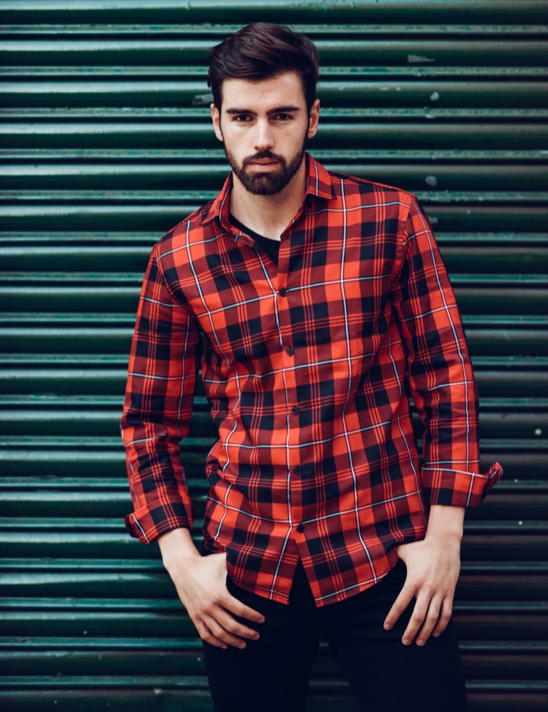 Man Red Plaid Shirt